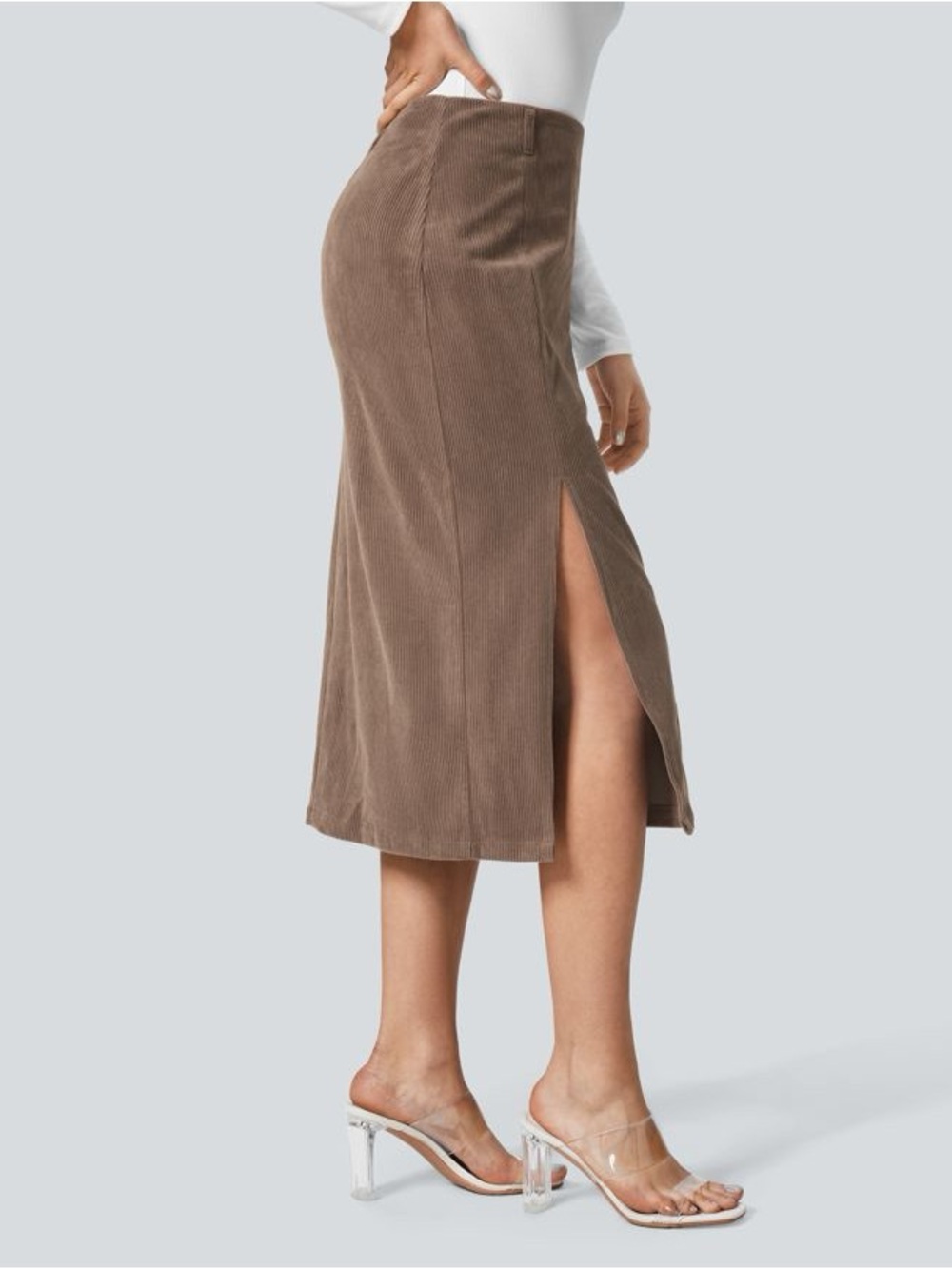Cocoa Brown Corduroy Pencil Skirt - Halara - Picture 8 of 10